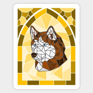 Stained Glass Copper Siberian Husky Sticker